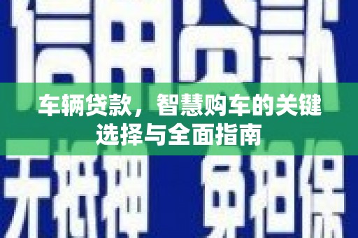 金沙车辆贷款，智慧购车的关键选择与全面指南